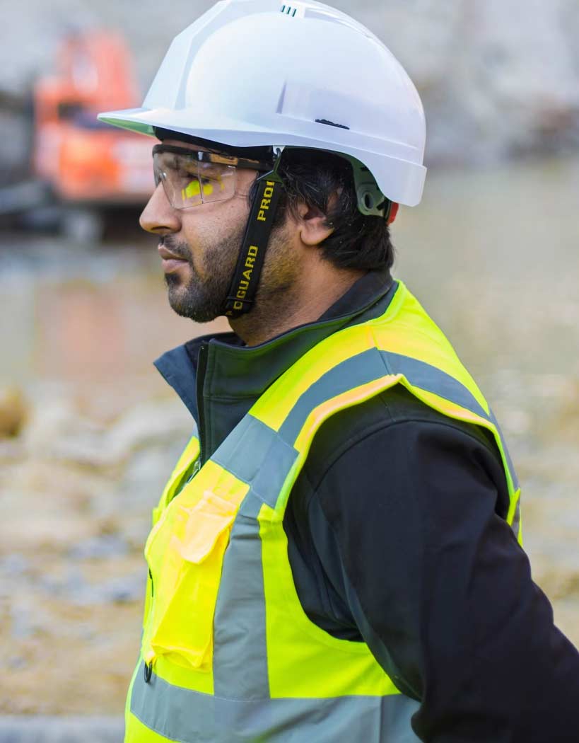 Man Wearing Safety Suit Man Wearing Safety Suit